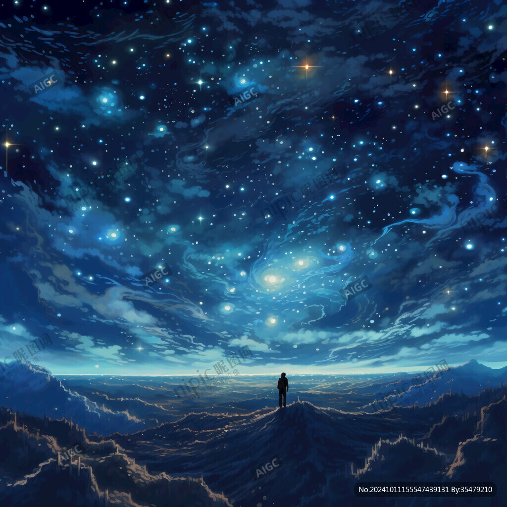高清酷炫星空地板畫