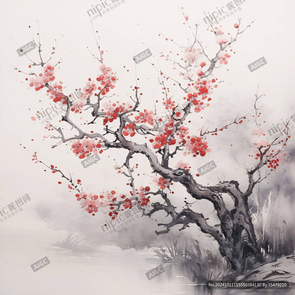 傲霜梅花國畫
