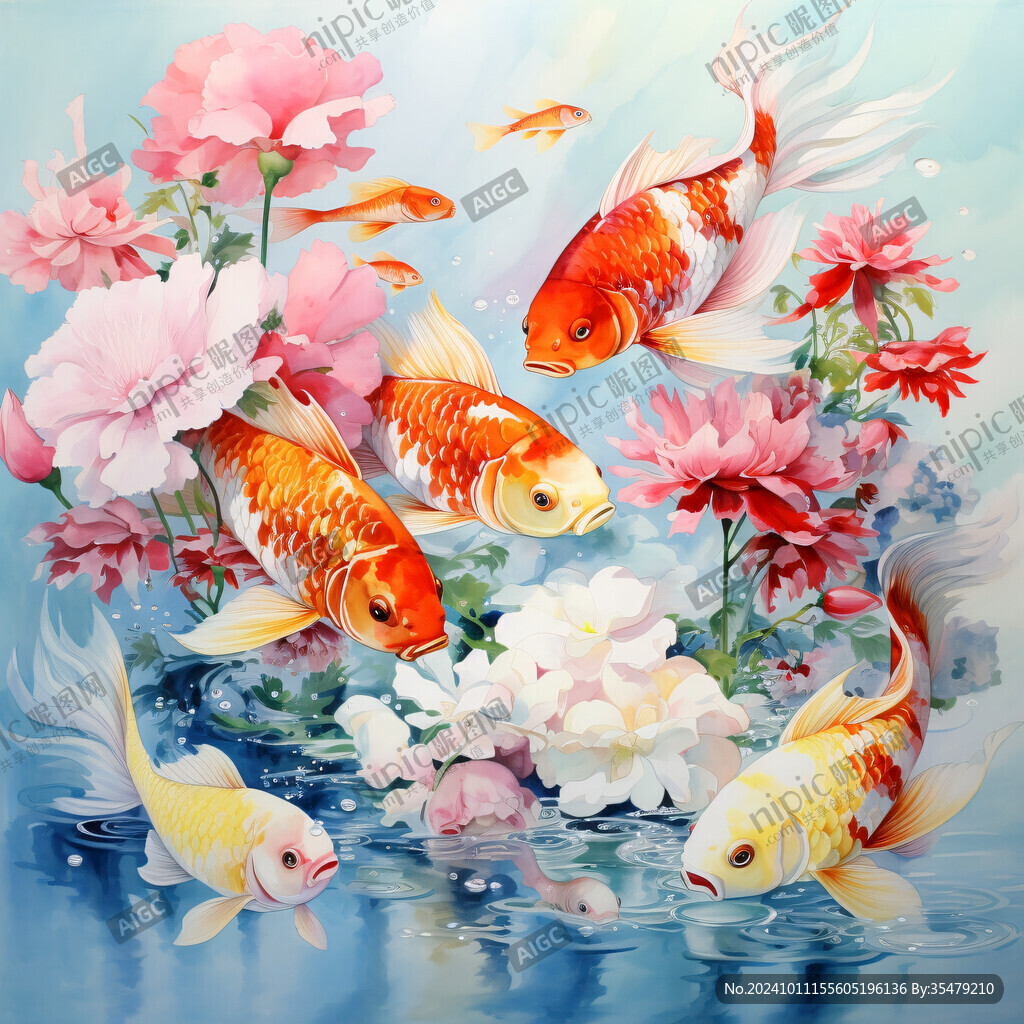 立體畫素材金魚立體畫