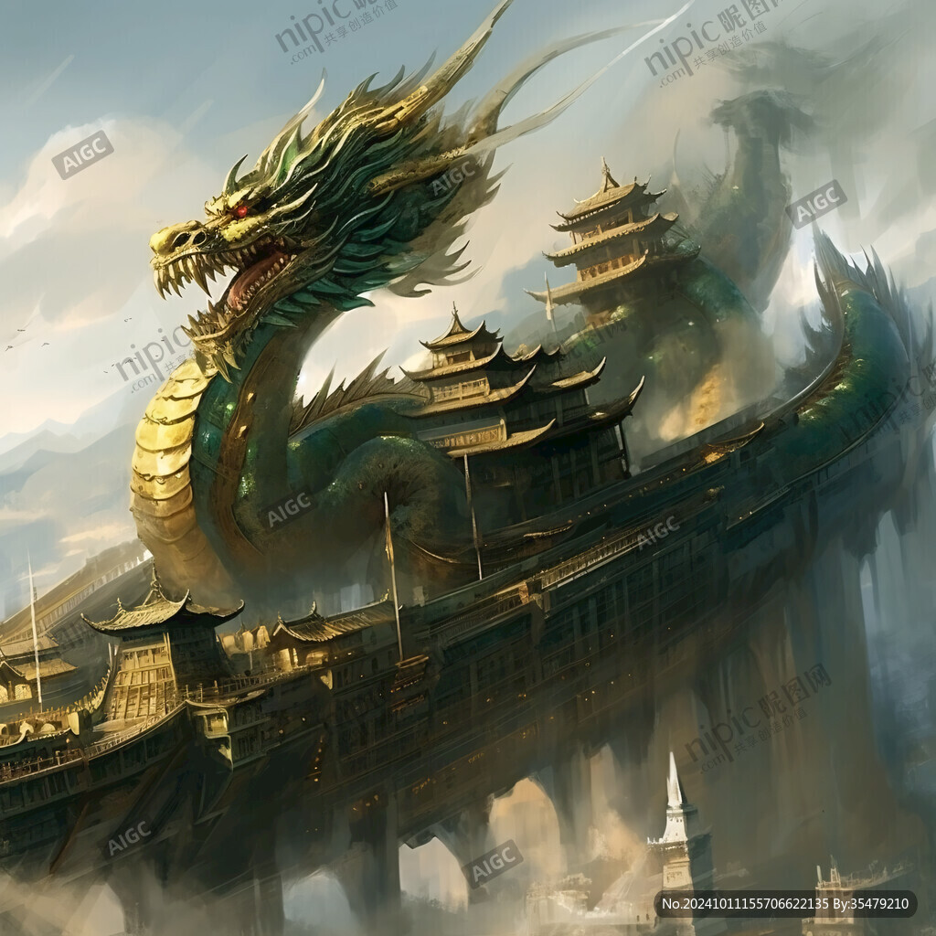 卡通古風龍插畫