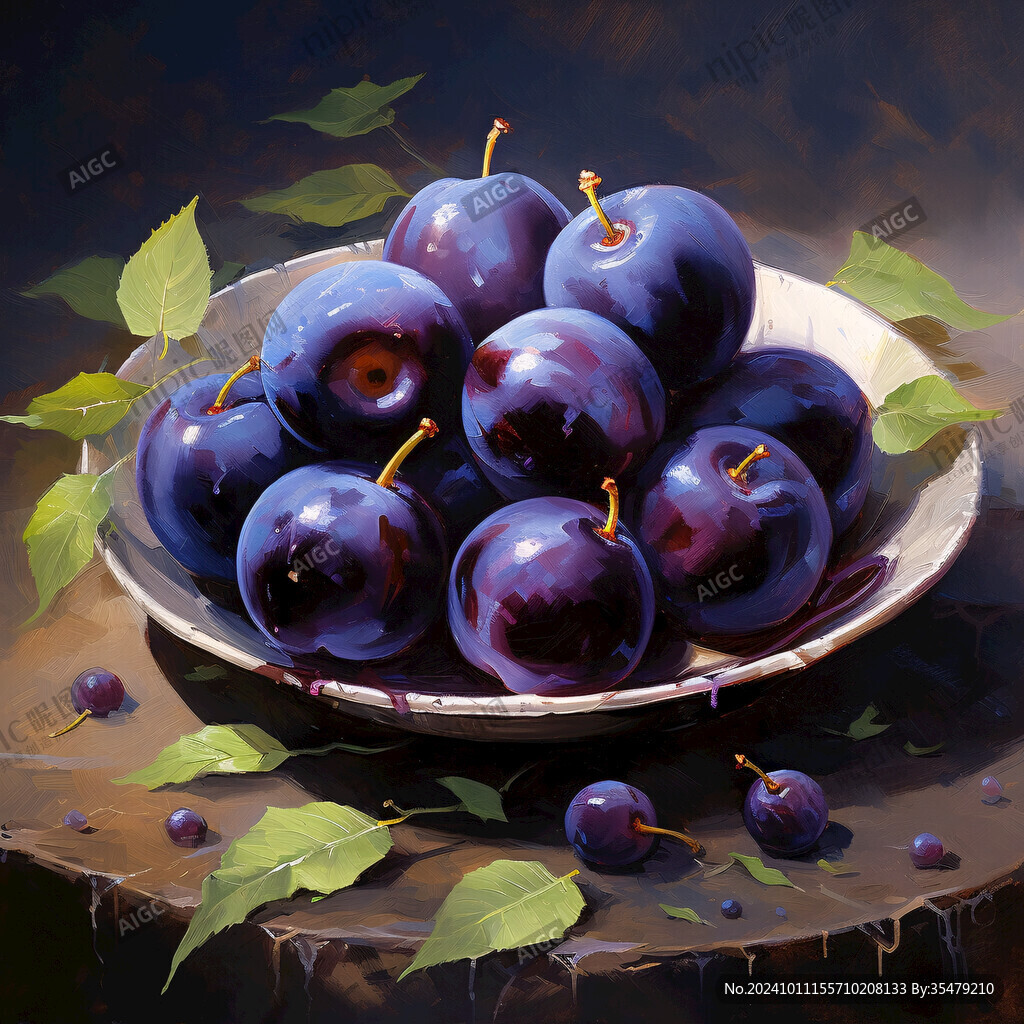蜂糖李寫實插畫