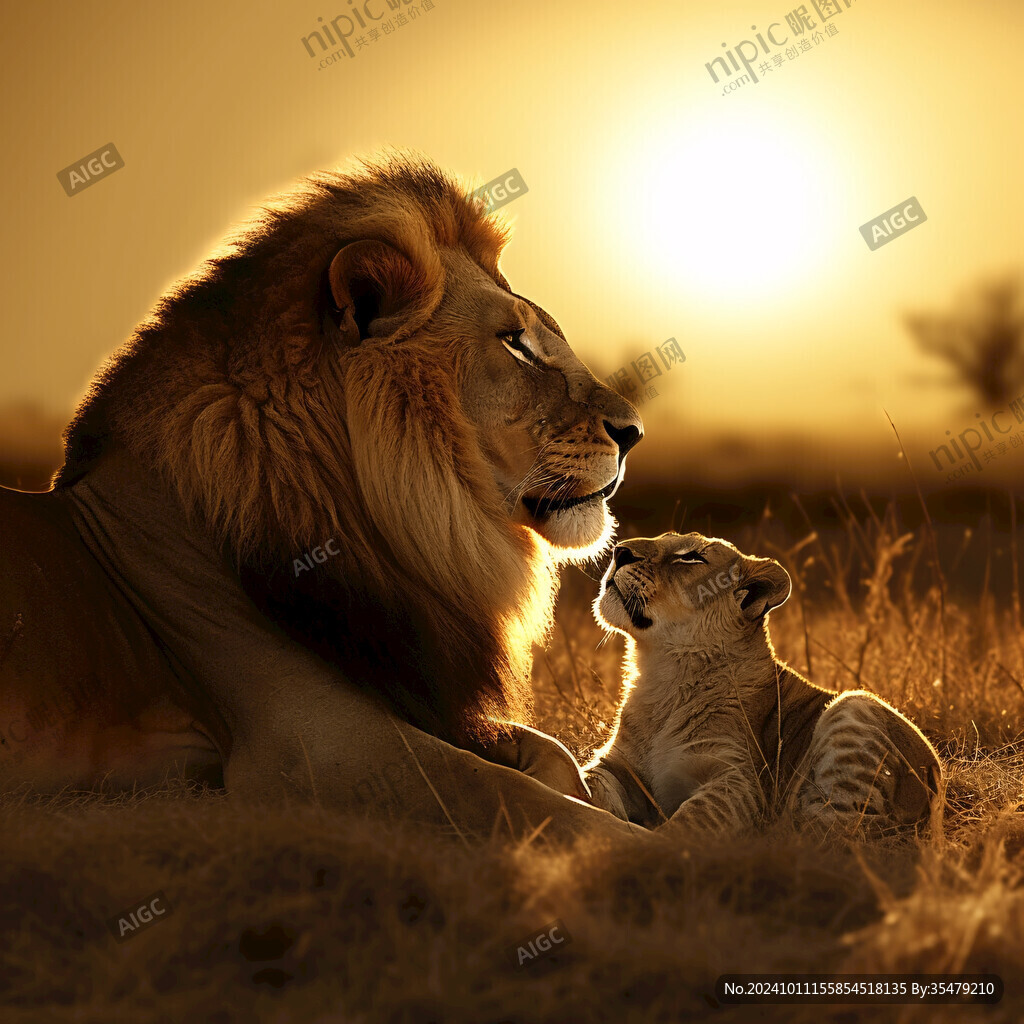 獅子母子圖