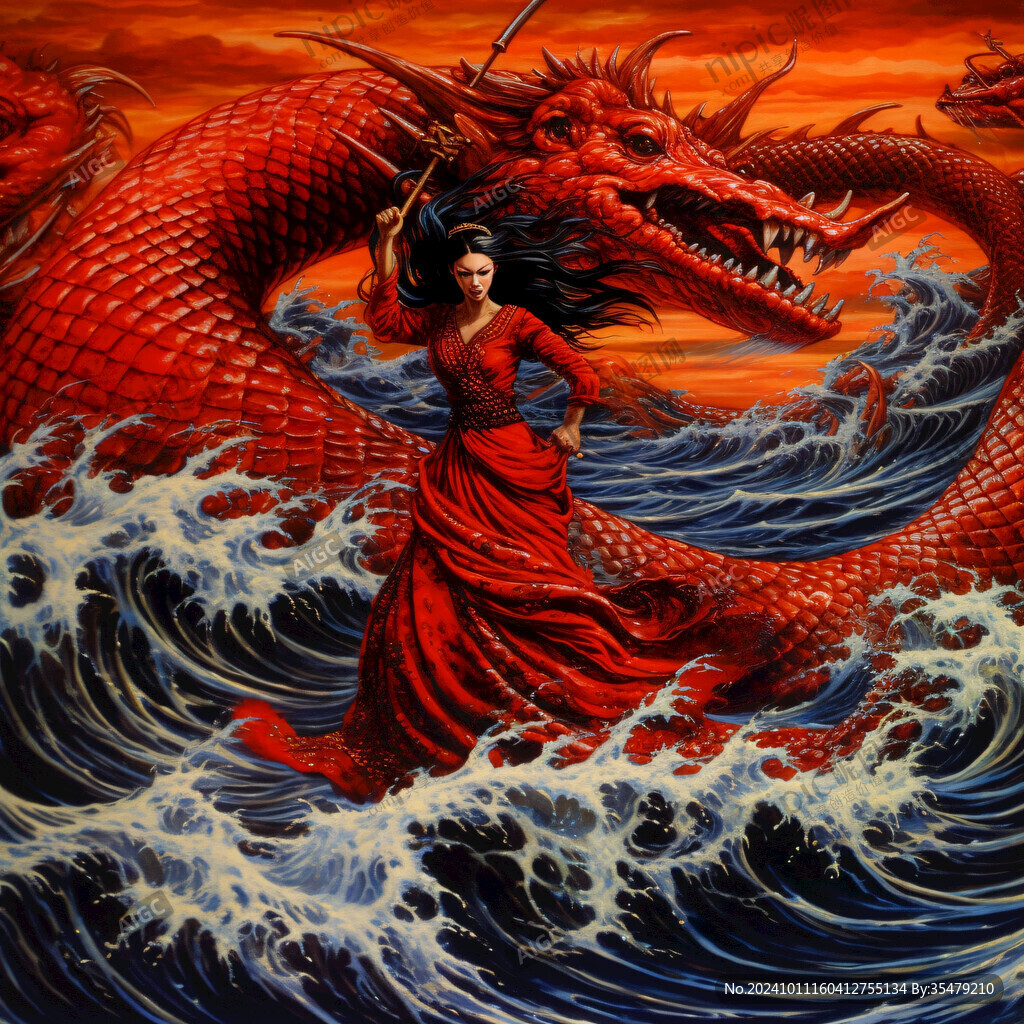 龍鳳仕女圖
