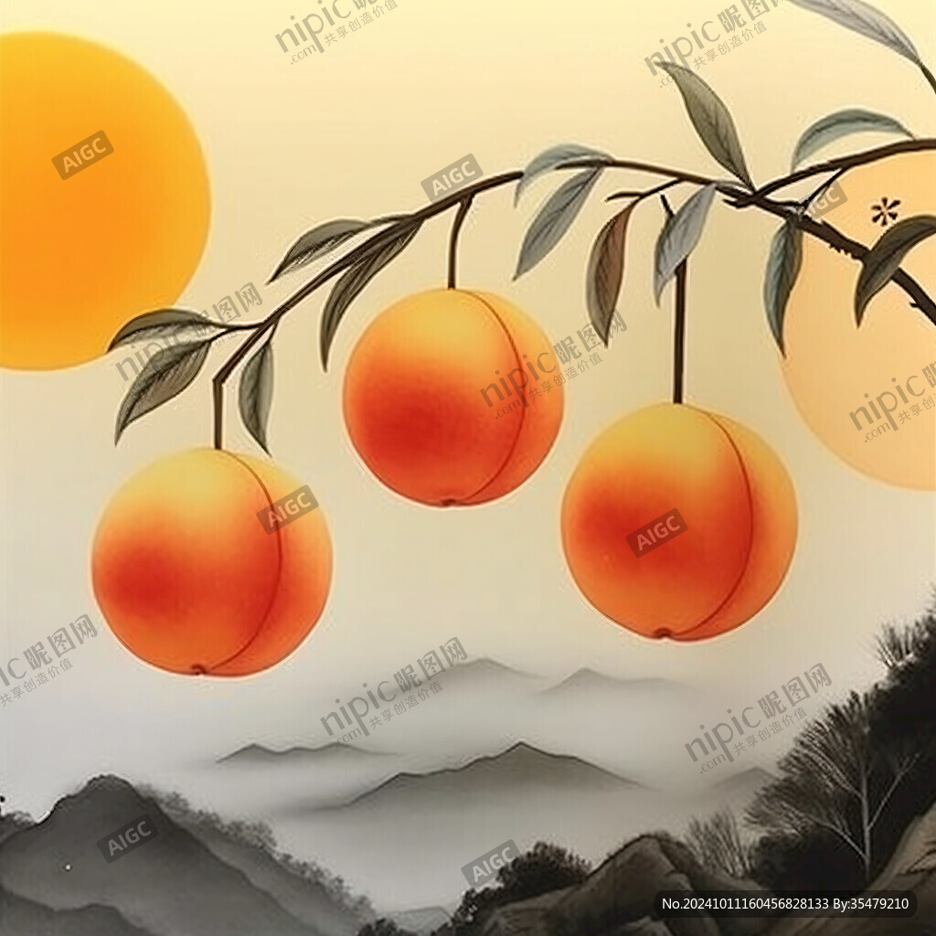 橙子中國風插畫
