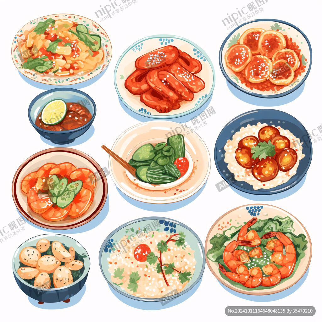 一盤菜插畫