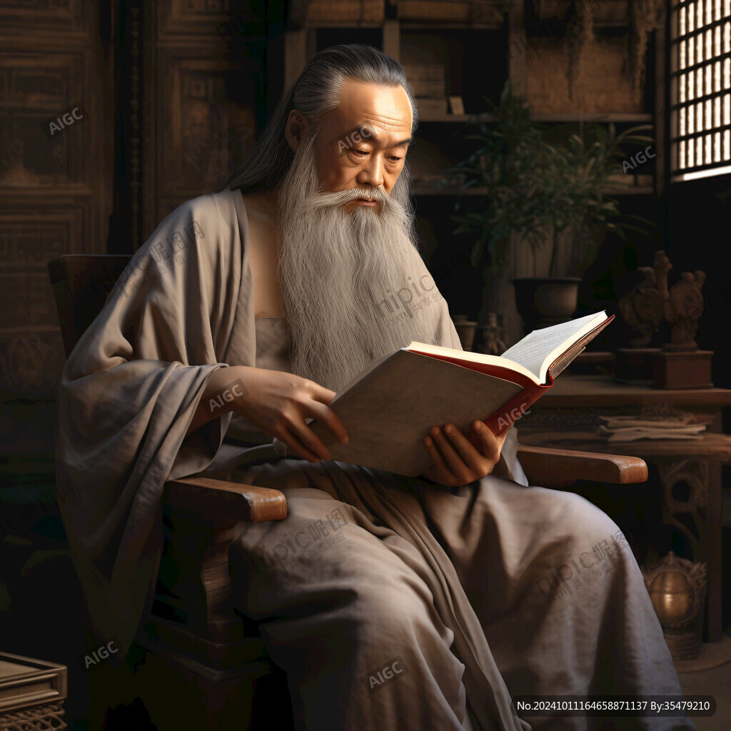 古人物讀書蠟像