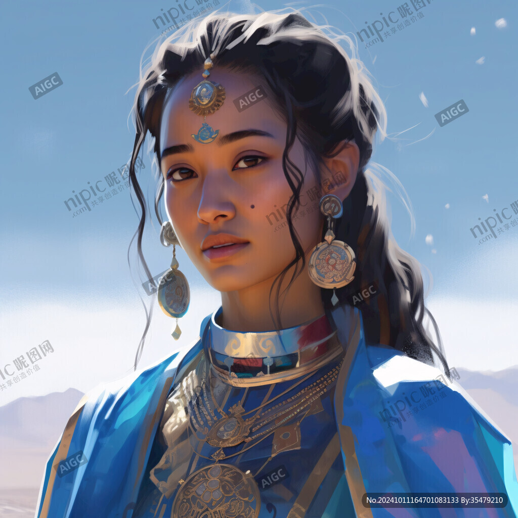 藏族少女插畫設(shè)計(jì)