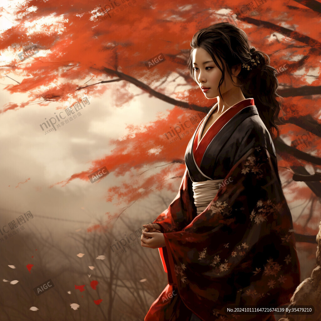 紅色和服日本人