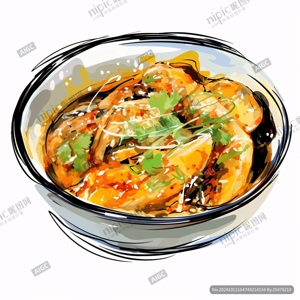 蔥油鮮黃貝插畫