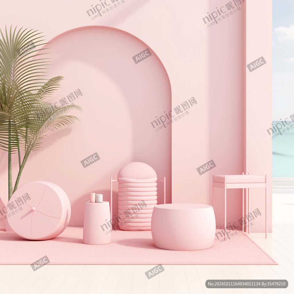 粉色圓柱體展示臺