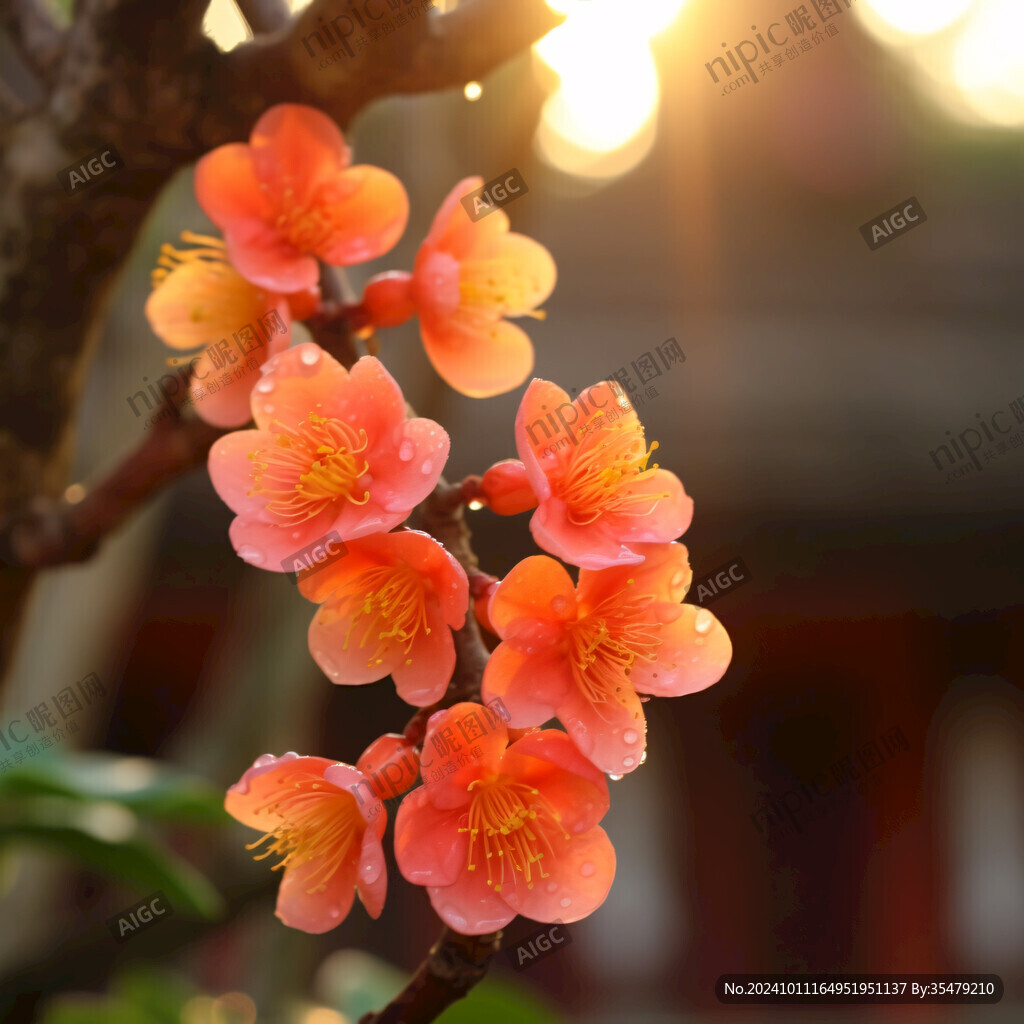陽光下紅梅花