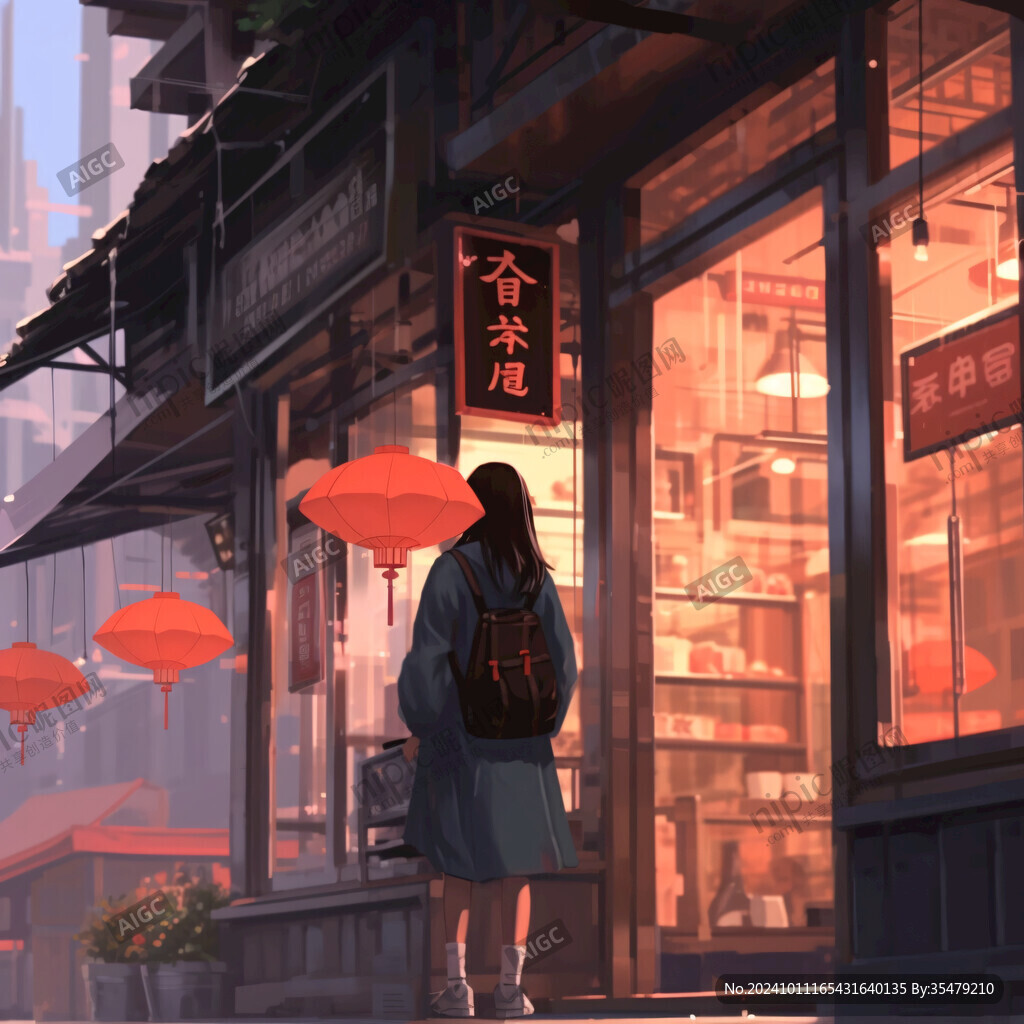 街邊小店插畫