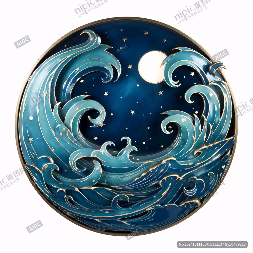 月亮星星海浪logo