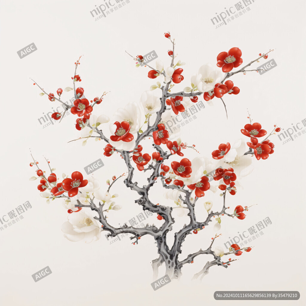 手繪梅花國畫梅花