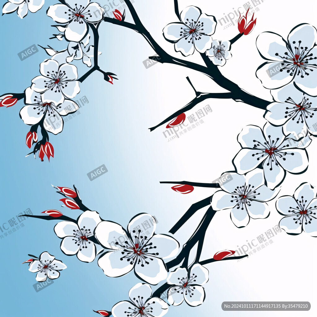 杏花藍底圖