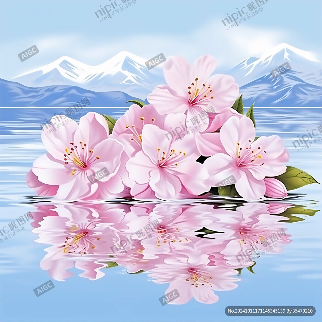 水邊櫻花樹