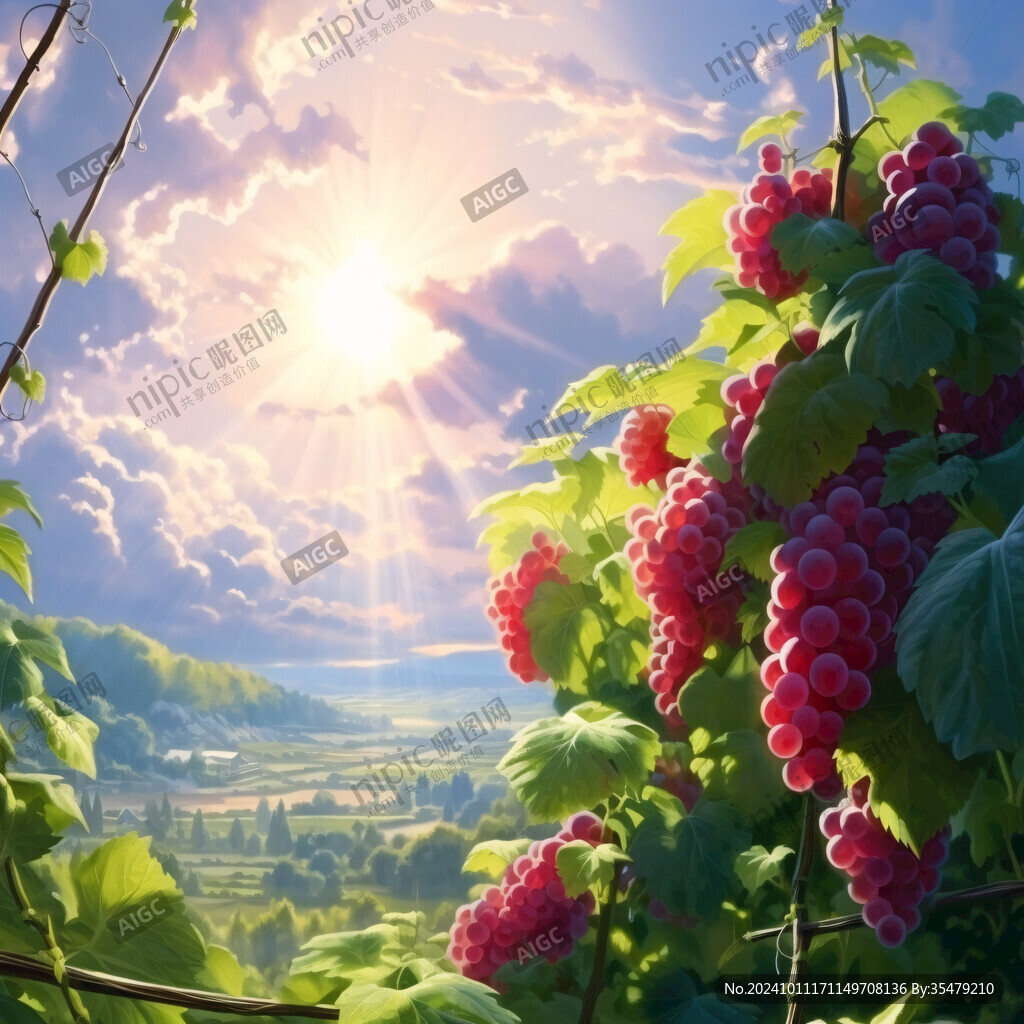 葡萄景色插畫