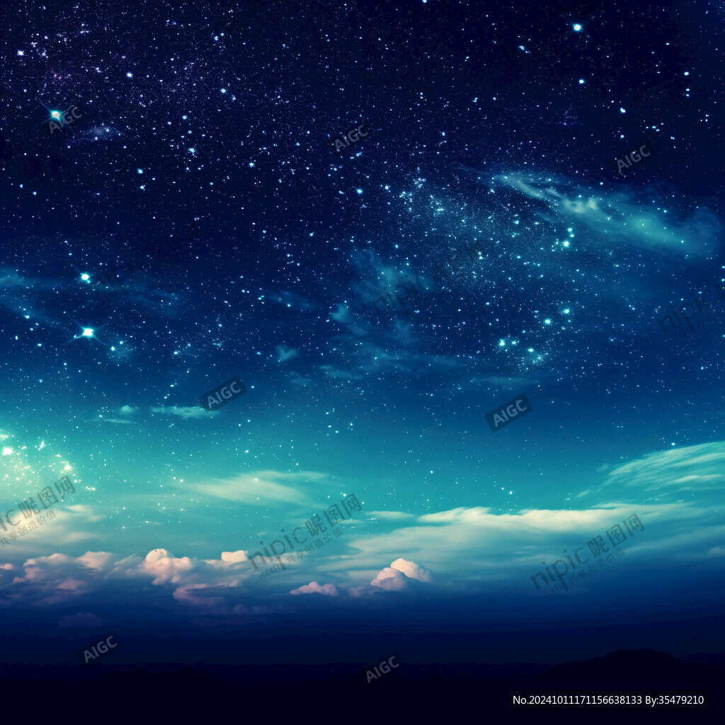 夜晚云彩星星
