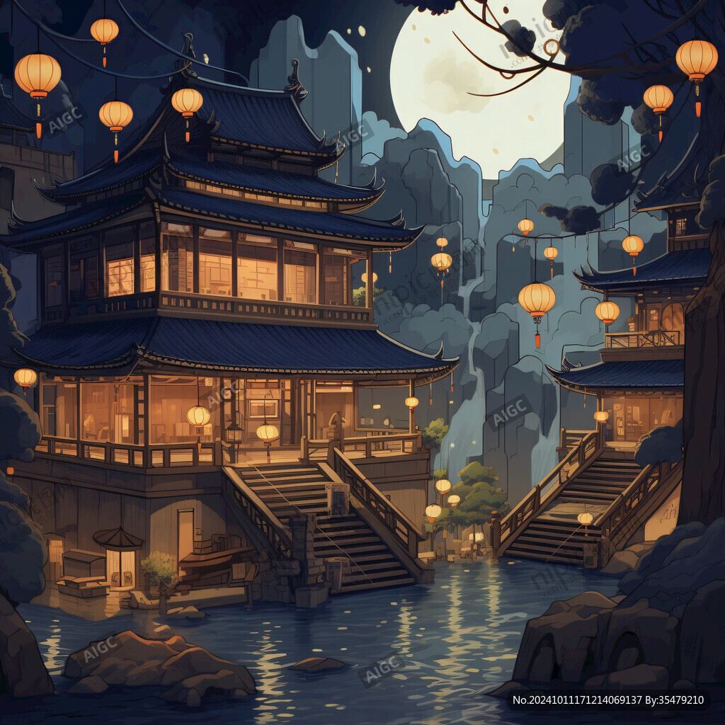 樓閣插畫