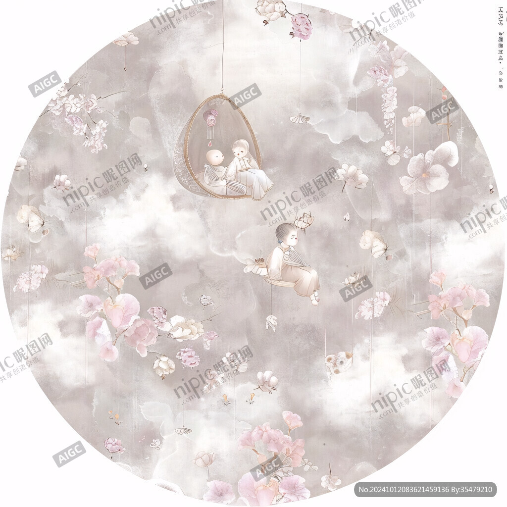 圓形桃花圖