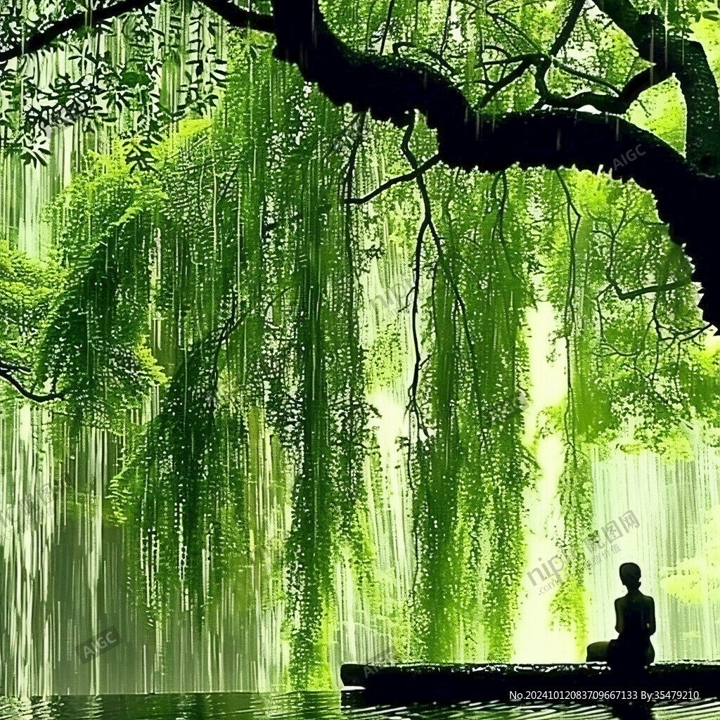 柳樹下的人物