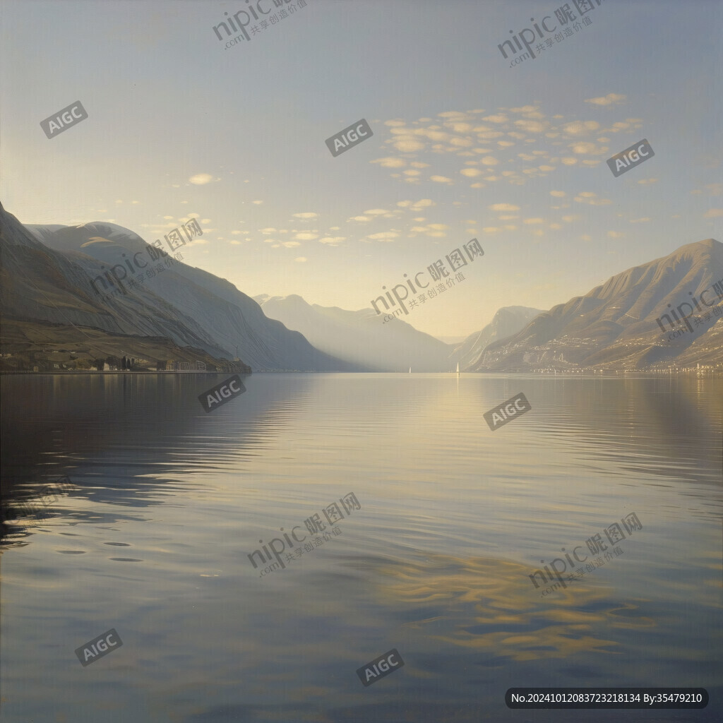 金色山水湖泊
