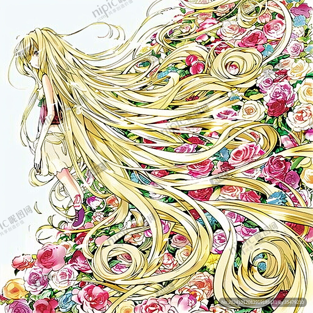 手繪花卉少女女神