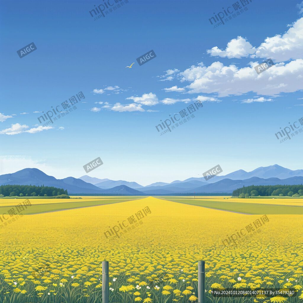 高清藍(lán)天白云油菜花