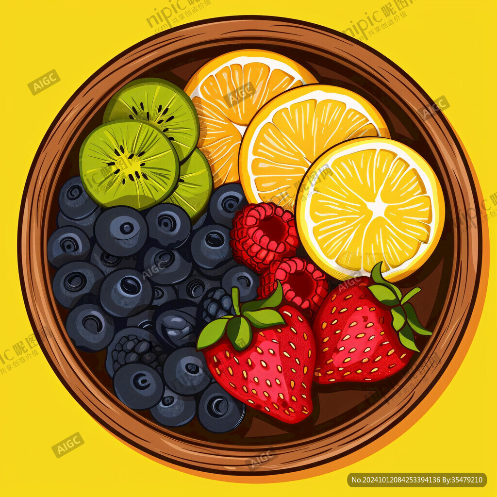 水果碗插畫