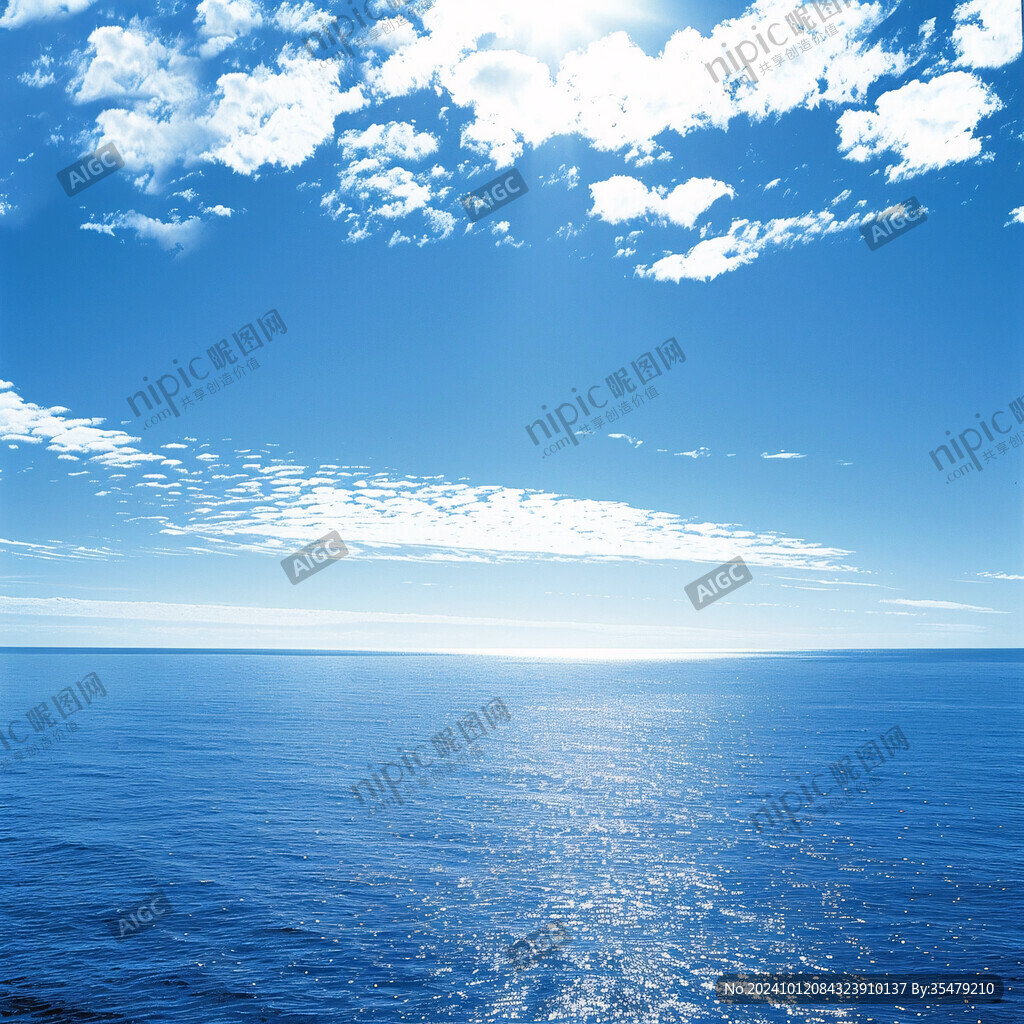 海平面碧海藍天白云