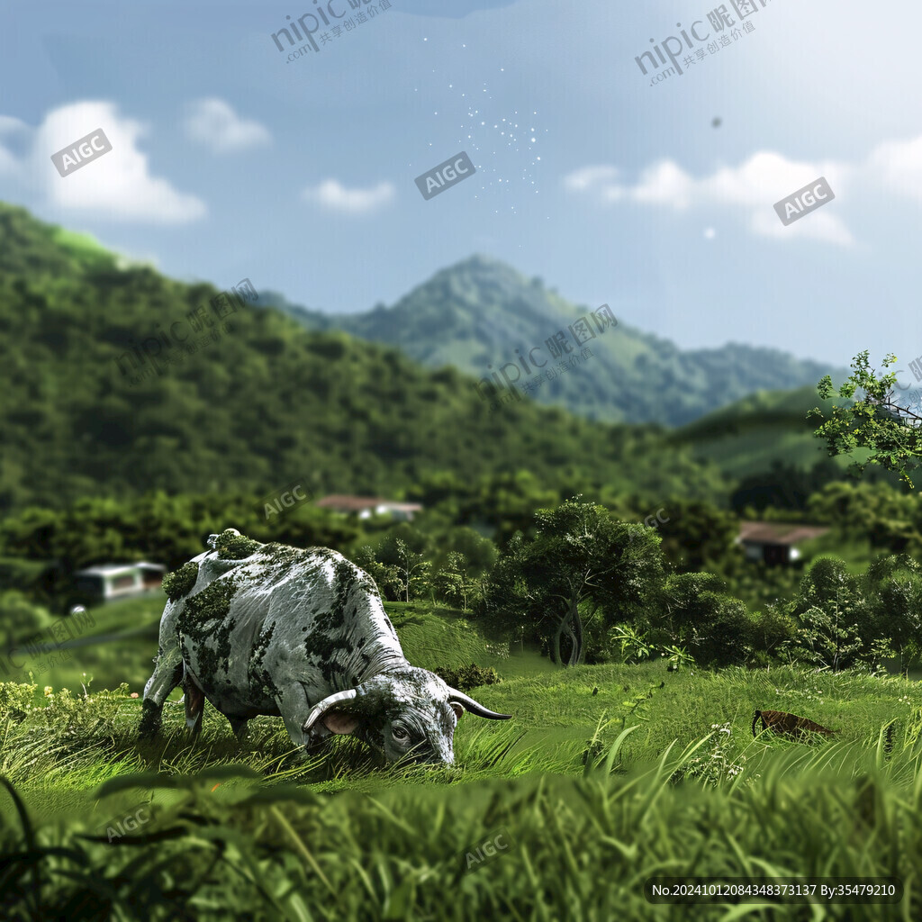 牛吃草草坡草地
