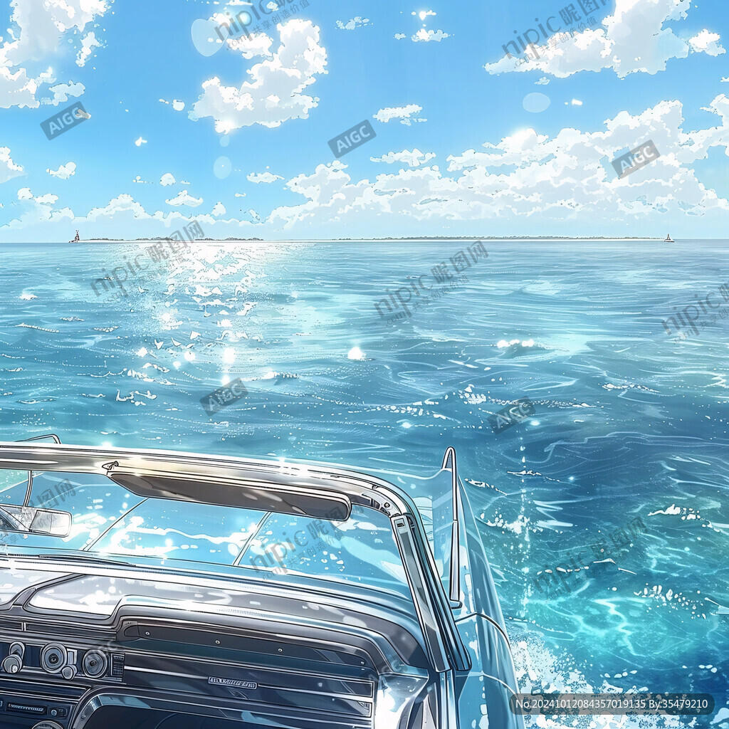 插畫藍天大海