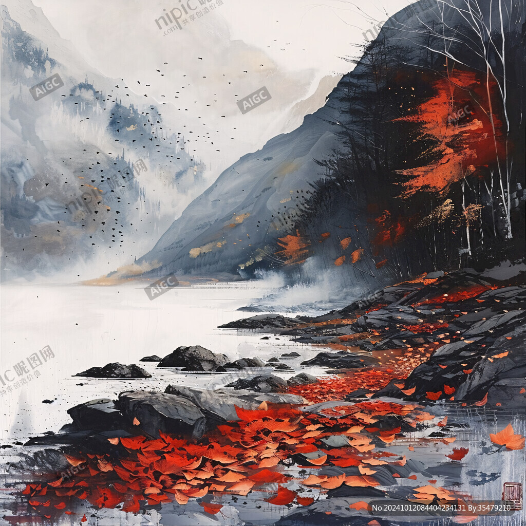 夢(mèng)幻油畫楓葉圖