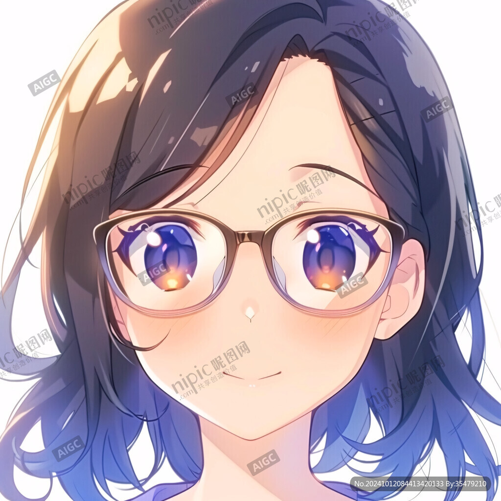 插畫人物戴眼鏡女孩