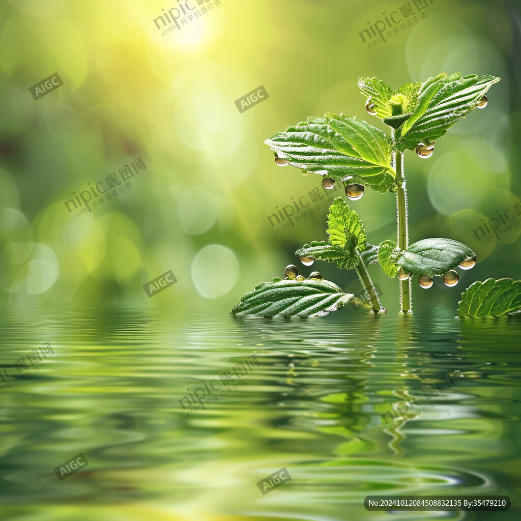 草藥水珠綠葉環(huán)保素材