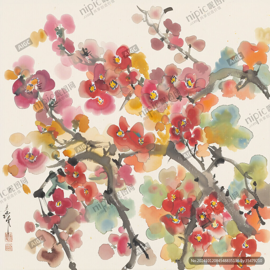 毛筆紅果滿枝