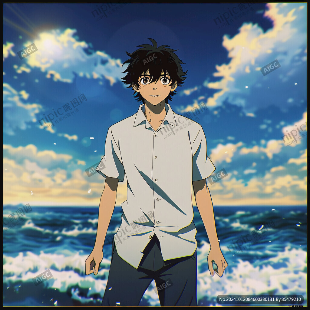 黃昏少年剪影