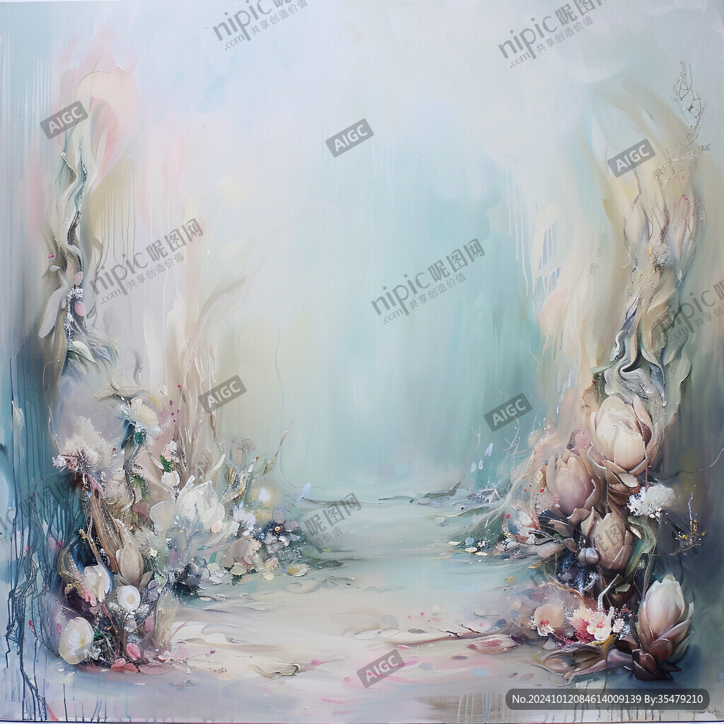 夢幻花朵油畫藝術畫