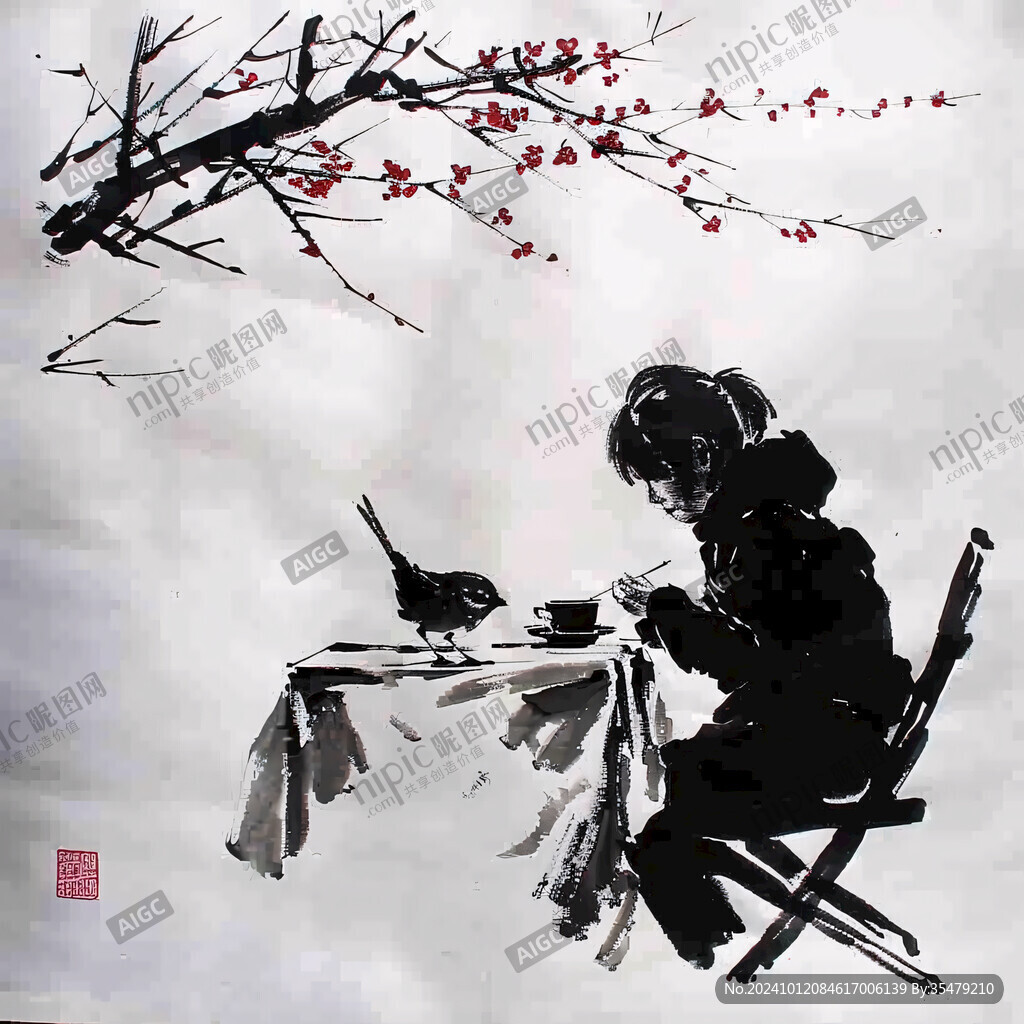 踏雪尋梅國(guó)畫