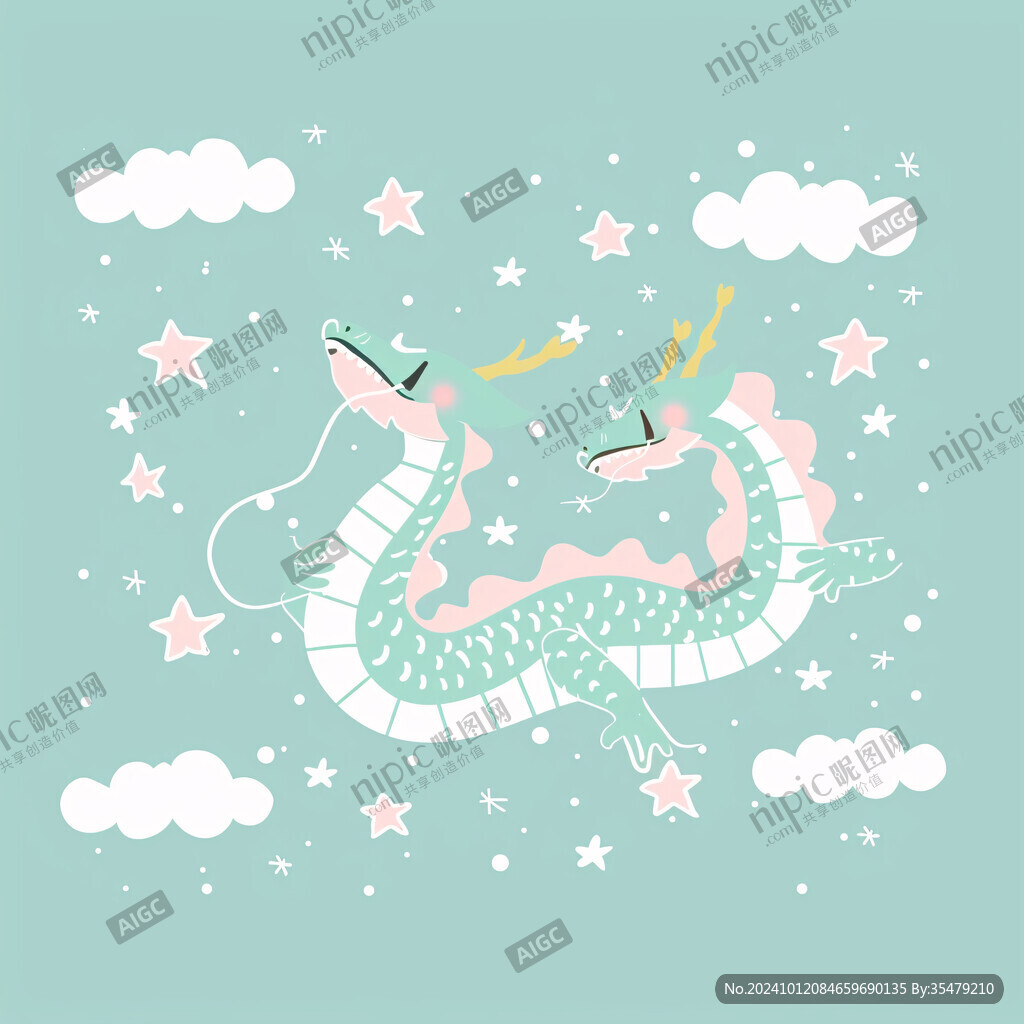 扁平風龍插畫