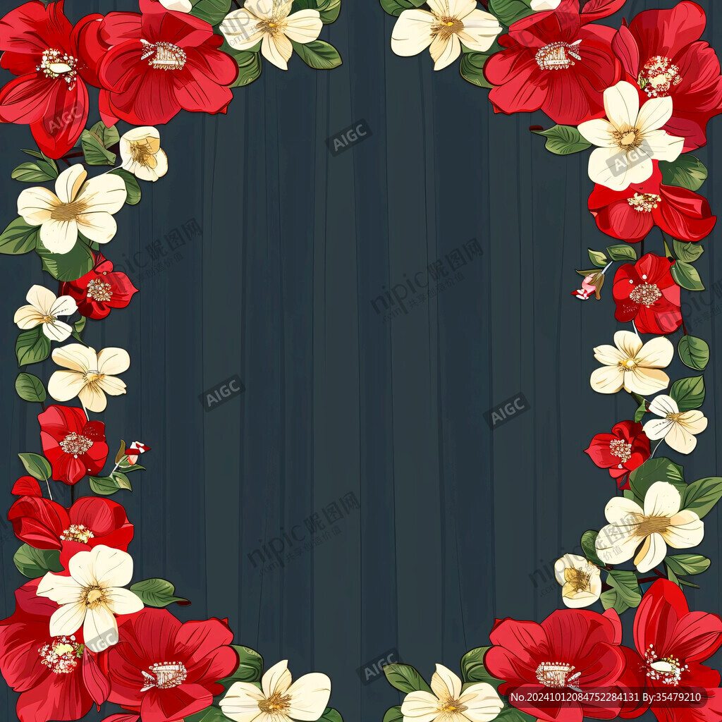 紅色鮮花邊框