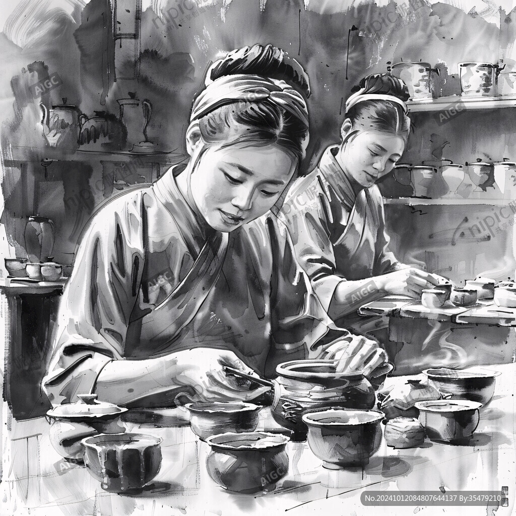 茶道品茗民國美女