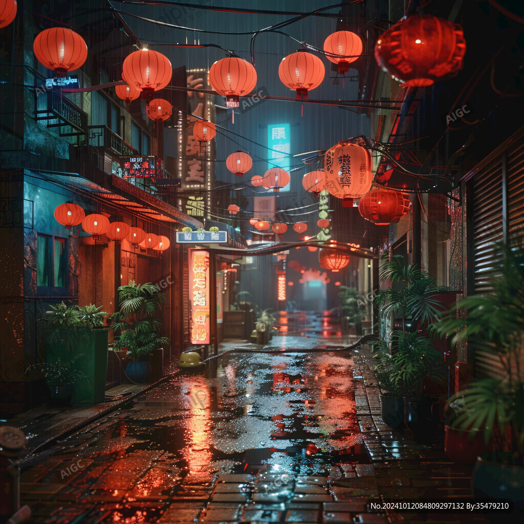 雨中地燈籠