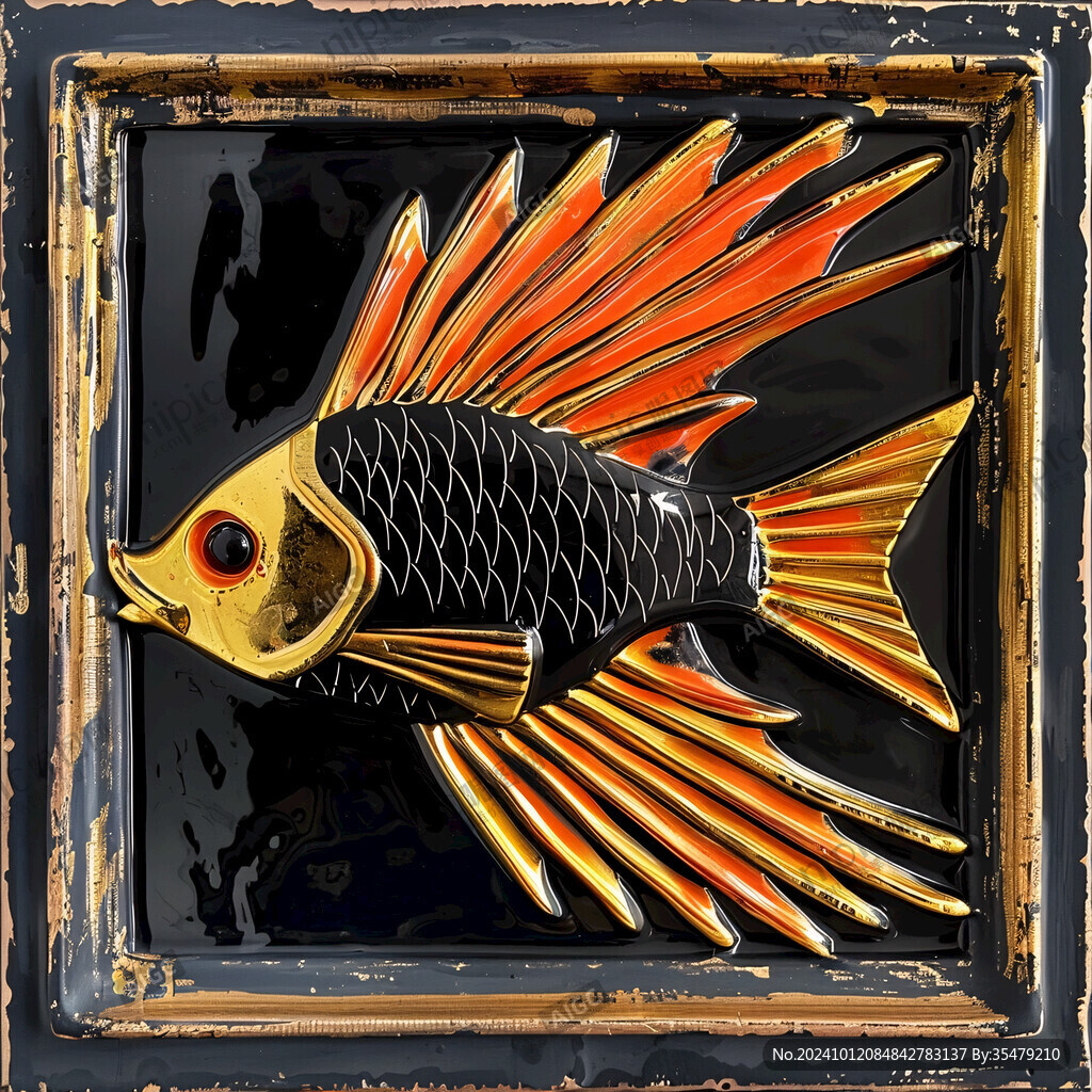 金龍魚瓷雕