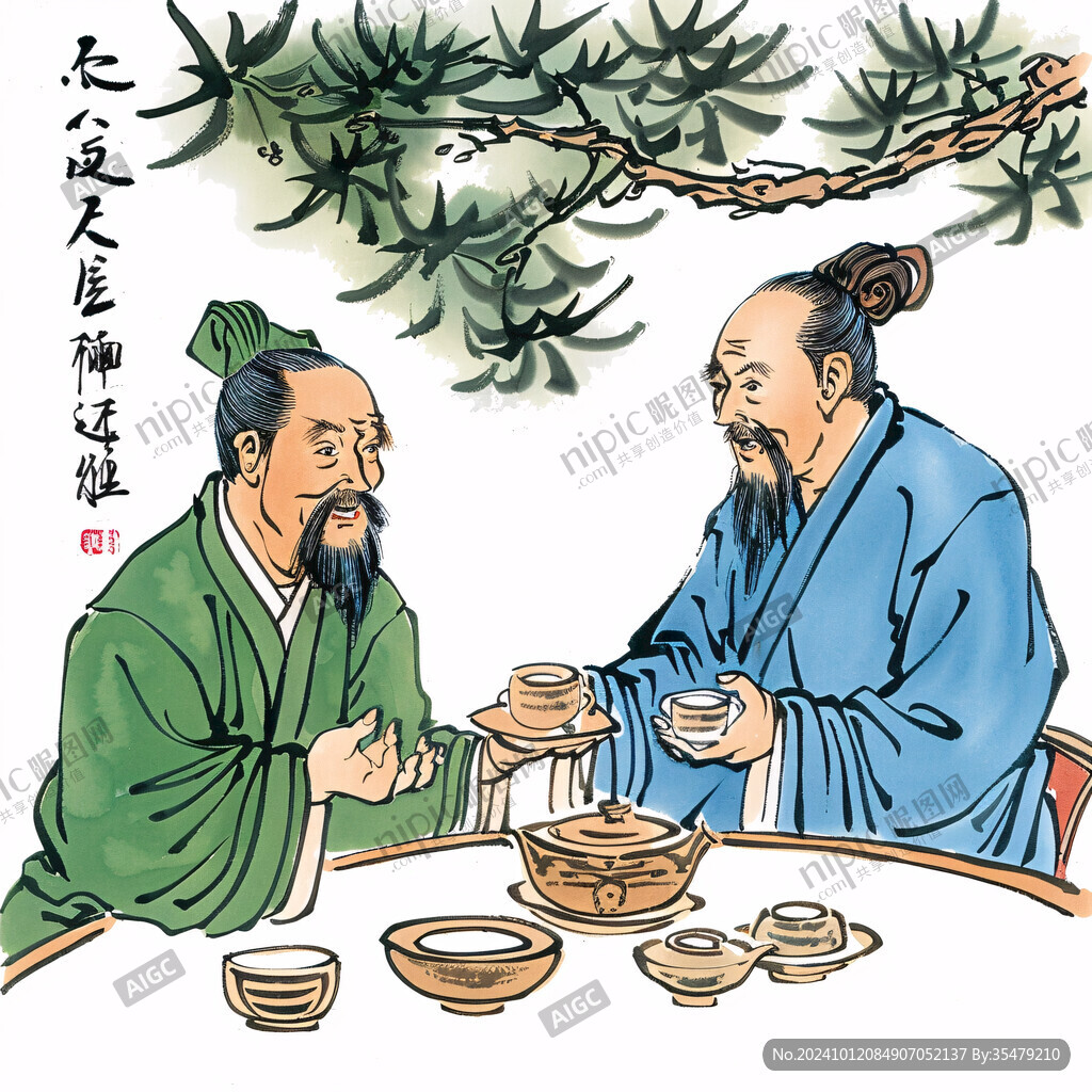 古代人物品茶