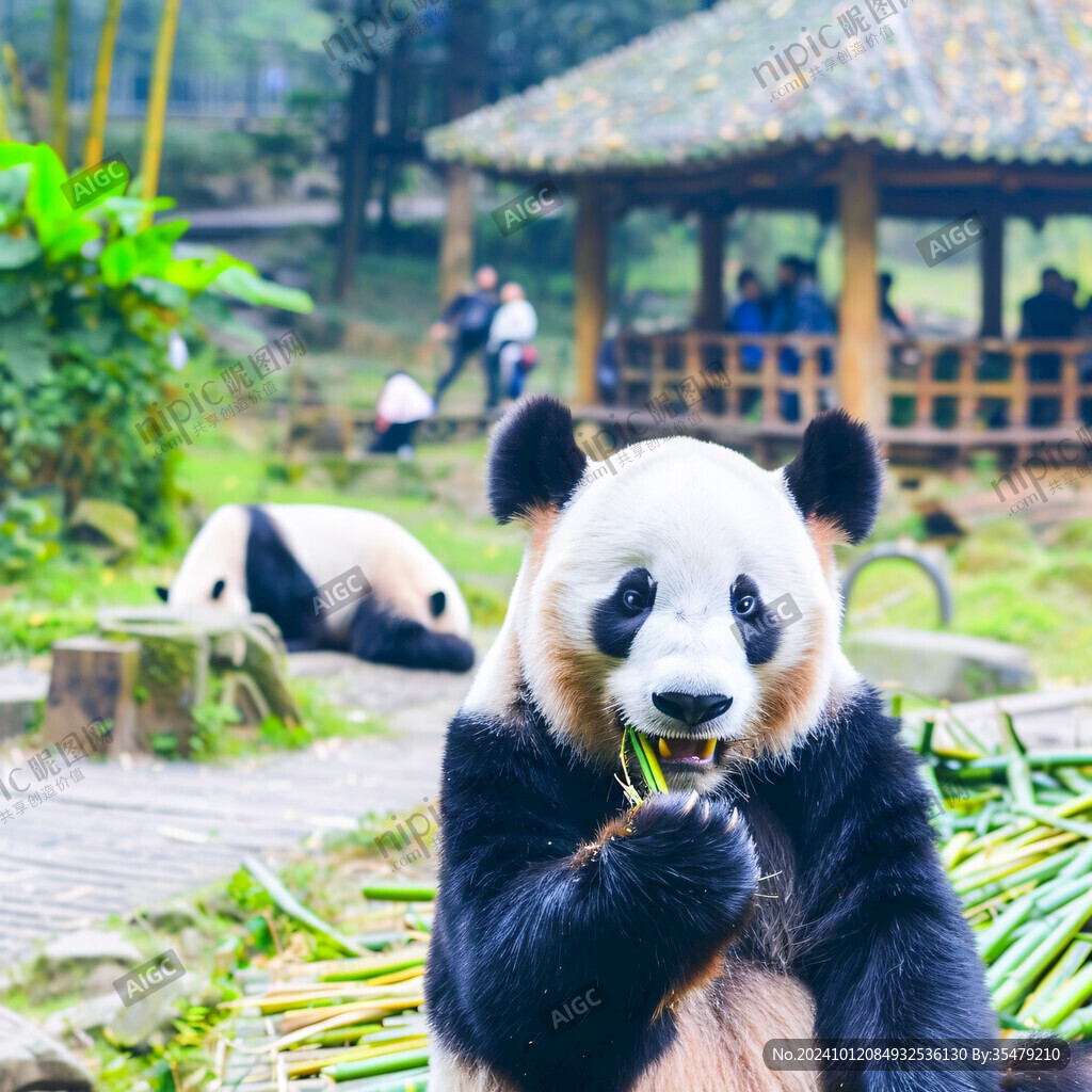 吃竹筍的大熊貓