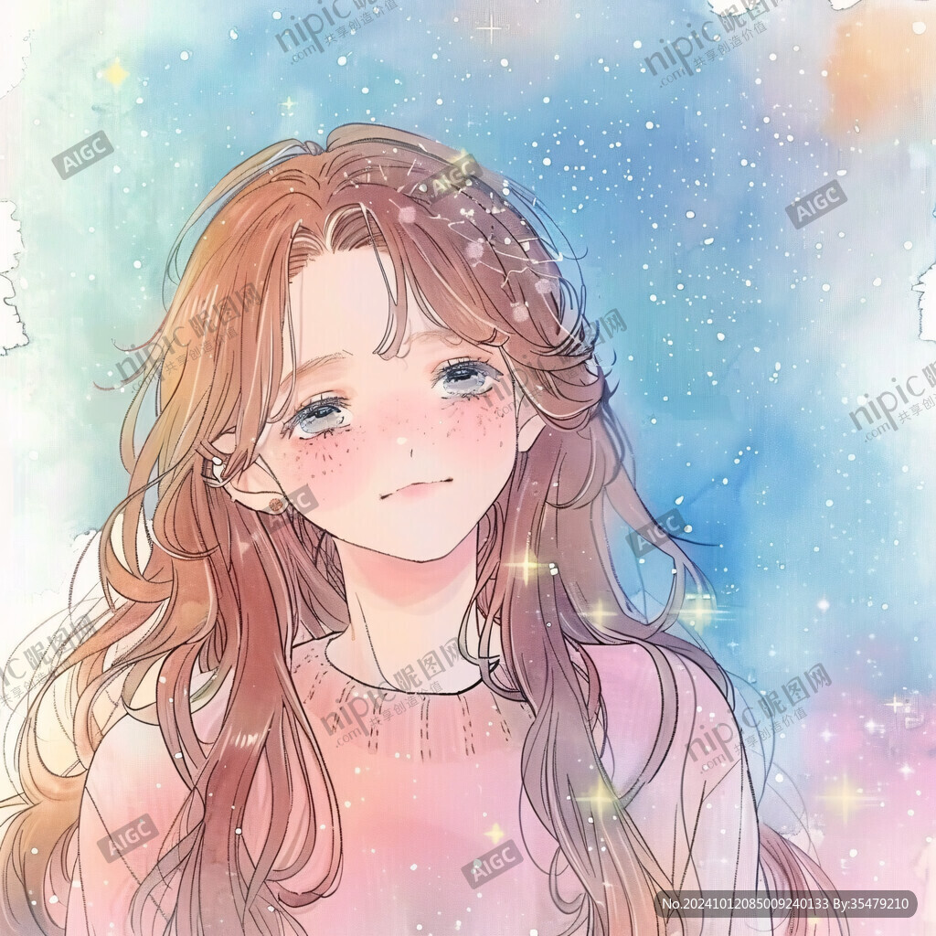長發少女插畫