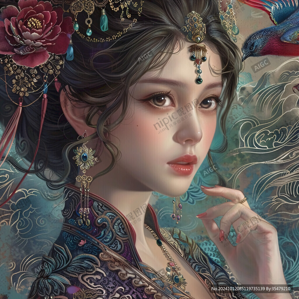 國潮美女插畫