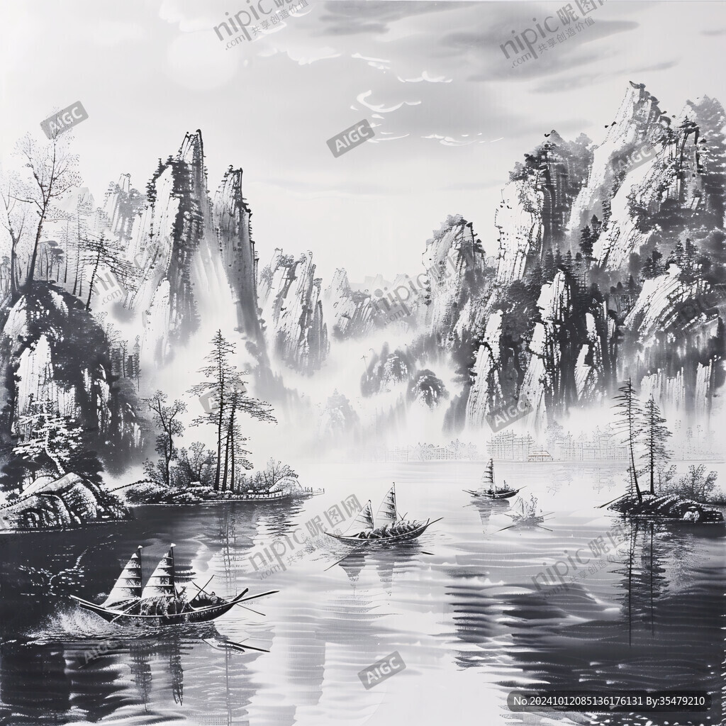 山水冰晶畫