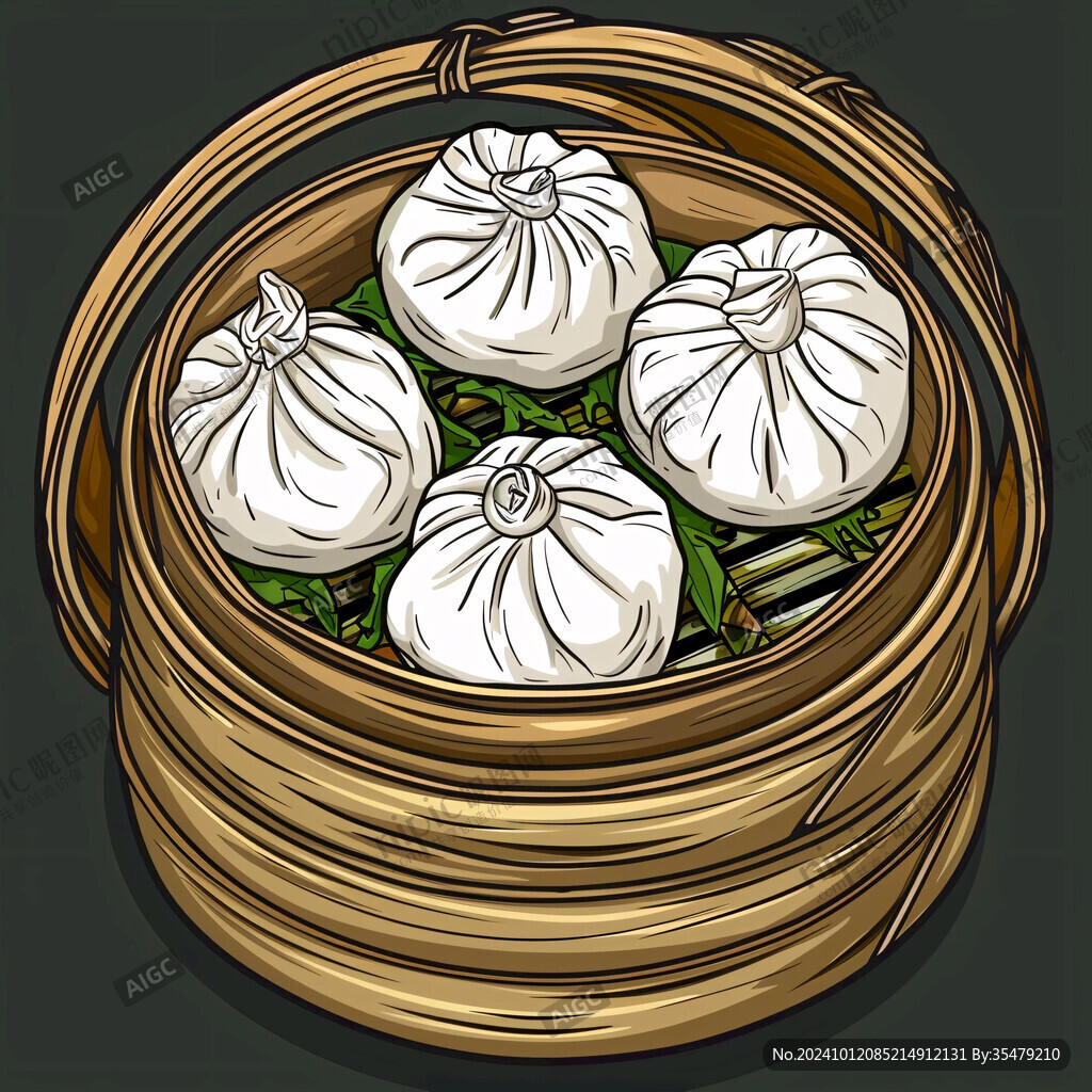 蒸包子插畫